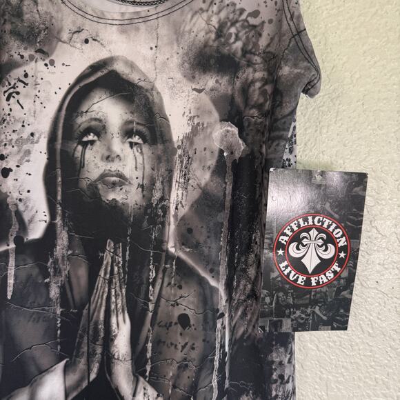 Affliction Dress Womens Small Praying Woman Mourning Graphic Tankdress Goth Emo - Picture 6 of 10